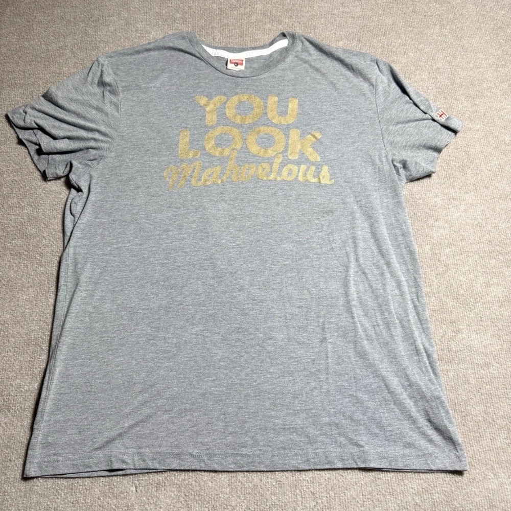 Homage You Look Marvelous Graphic T Shirt XL Grey‎ Gold Glitter Tri Blend